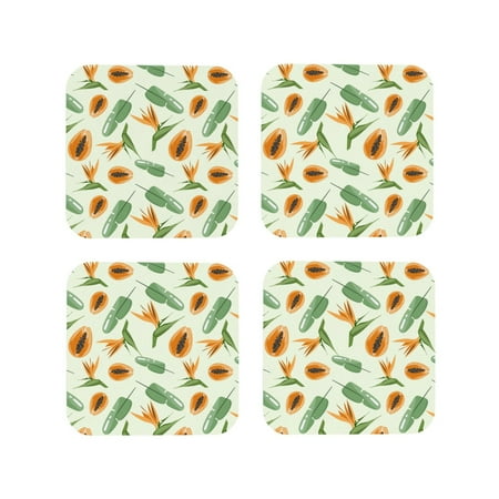 

Leather Coasters with Heat-resistant for Drinks Papaya leaf Cup Coasters Cup Pad Mat for Tabletop Protection Coffee Table Office Desk and Housewarming Gift