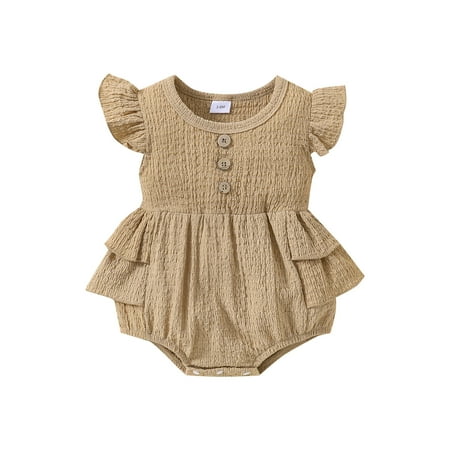 

Toddler Girls Bodysuits Ruffle Trim Batwing Sleeve Solid Color Cotton Daily Kids Children Clothes Cartoon Trendy Soft Cute Outwear Streetwear Spring Summer Rompers Jumpsuits