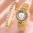 thumbnail image 2 of Roman Pattern Diamond Encrusted Women's Watch Small Dial Metal Strap Pointer Style Delicate Watch with Bracelet, 2 of 3
