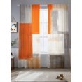 thumbnail image 4 of Gray Orange Paint Sheer Curtains 108 inches Long 2 Panels Set Abstract Mottled Oil Painting Texture Tiers Sheers Rod Pocket Small Window Short Curtains for Kitchen Cafe, Each 52" W x 108" L, 4 of 7