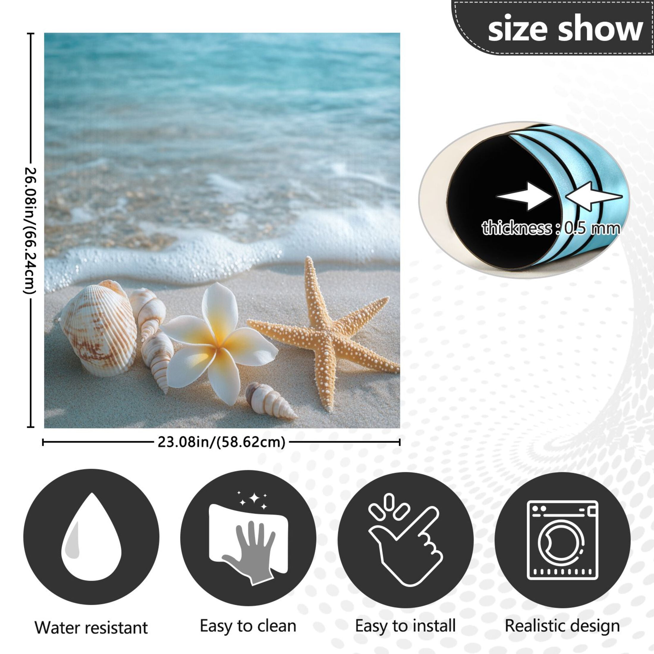 Dishwasher Magnetic Sticker 23x26 Inch Refrigerator Magnetic Sticker Washing Machine Magnetic Sticker Kitchen Panel Magnetic Sticker Home Decor Beautiful Sea Shell