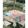 thumbnail image 3 of Square Outdoor Tablecloth with Umbrella Hole South West Boho Outside Table Cloth Waterproof Patio Table Cover Abstract Pink Gold Mountains Cactus Zipper Tablecloths for Picnic Camping 54x54 Inch, 3 of 8