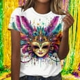 thumbnail image 7 of mihongmao Mardi Gras Shirts for Women Fashionable Loose Casual Loose Carnival Printed Round Neck Short Sleeved T-shirt Top Purple XL, 7 of 7