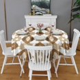 thumbnail image 2 of Beige and Brown Modern Art Geometric Round Tablecloth 60" X 60",Wrinkle Wipeable Table Cloth for Kitchen Dining Room Picnic Patio Party, 2 of 6