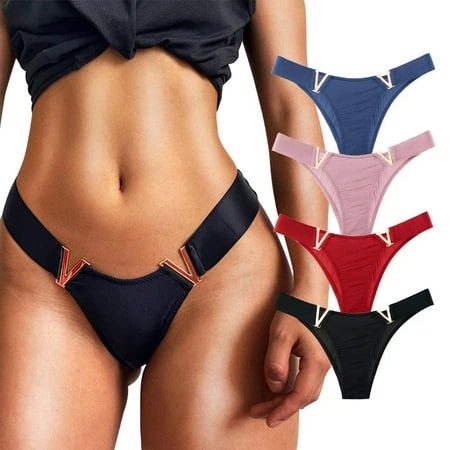 

Pholeey Bikini Panties for Women Sexy Underwear Ice Silk Breathable Hipster 4-PACK Stretch Low Rise Ladies Briefs