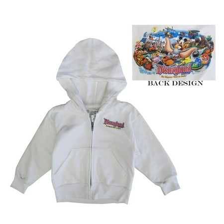 Disney Jacket - Disney Little Girls White Disneyland Back Printed Design Hooded Top 5