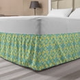 thumbnail image 1 of Abstract Bed Skirt, Flourish Damask with Butterfly-like Motif Continuous Pattern, Elastic Bedskirt Dust Ruffle Wrap Around for Bedding Decor, 4 Sizes, Seafoam Yellow Green, by Ambesonne, 1 of 2