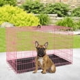 thumbnail image 2 of YRLLENSDAN 30 inch Foldable Large Dog Crate for Large Dogs, Metal Wire Dog Cage with Plastic Tray and Handle Double-Door Outdoor Dog Crates and Kennels for Medium Small Dogs, Pink, 2 of 7