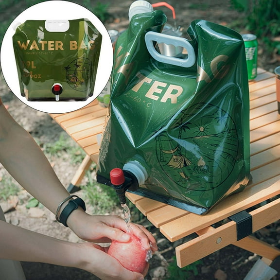 HongHeng Collapsible Water Container Bag with Spigot Outdoor Water Container BPA Free Food Grade Water Jug Folding Water Storage Bag for Camping Hiking & Survival Kit Sport