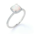 thumbnail image 4 of JeenMata Anillo de Compromiso de 1,75 Uds con Halo de Moissanita y Ópalo de Fuego de Talla Cojín en Oro Blanco de 18 K sobre Plata, 4 of 6