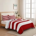 thumbnail image 5 of Twin Quilt Set 68''x86'', Red Stripes Lightweight Summer Bedspread Coverlet Set with 2 Pillow Shams, Simple Red White Texture Breathable All Season Quilt Bedding for Dorm/Bedroom, 5 of 9