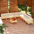 thumbnail image 1 of vidaXL 10 Piece Garden Lounge Set with Cream Cushions Solid Pinewood, 1 of 5