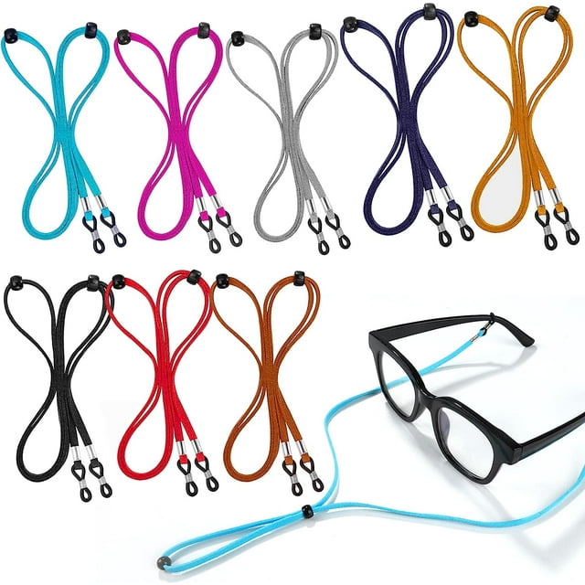 Eyeglass Strap, 8pcs Leather Eye Glasses Strap String Adjustable