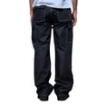 thumbnail image 4 of Men's Cotton Blend Baggy Classic Utility Workwear Multi Pocket Denim Cargo Pants (Black, 42W x 32L), 4 of 4