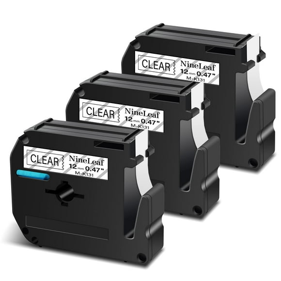 NineLeaf 3 Pack Compatible for Brother P-Touch M Label Tape MK131 M-K131 M131 Black on Clear 1/2" (12mm) x 26.2ft (8m) Labeling Refill Cartridge Work in PT-45M PT-65 PT-70 PT-80 PT-M95 Label Maker