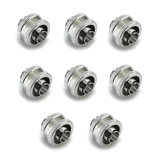 XSPC G1/4" to 3/8" ID, 5/8" OD Compression Fitting V2 for Soft Tubing, Chrome, 8-pack