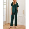 thumbnail image 2 of Ekouaer Womens Button-Down Pajama Set Soft Short Sleeve Sleepwear with Long Pants, 2 of 6