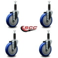 thumbnail image 2 of 5 Inch Blue Poly Wheel Swivel 1 Inch Expanding Stem Caster Set SCC, 2 of 2