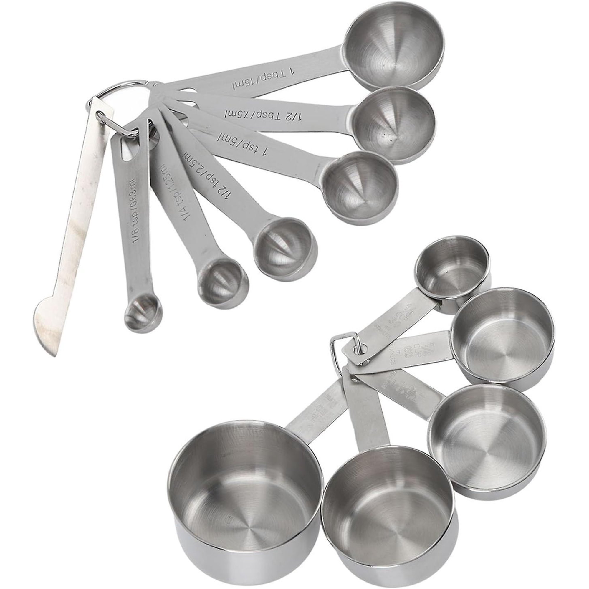Nextop 14-Piece Stainless Steel Measuring Cups & Spoons Set - Stackable, Engraved Marks, With Leveler, Aqua Blue