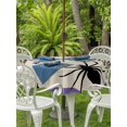 thumbnail image 2 of Outdoor Tablecloth with Umbrella Hole and Zipper, Halloween Round Table Cloth 60 Inch Waterproof Tablecloth, Purple Beige Spi-der Stars Halloween Picnic Table Cover for Patio Camping, 2 of 7