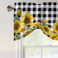 thumbnail image 4 of Sunflower Tie Up Valance Curtains for Windows, Kitchen Curtains Window Treatments, Black White Check Country Yellow Floral Short Window Shades Valances for Bedroom Bathroom Cafe 42"x18", 4 of 8