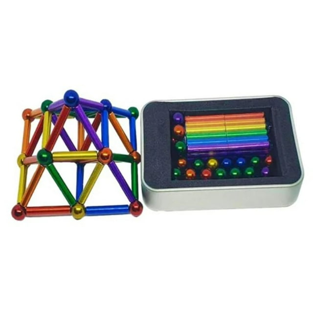 63 bloques de construcción magnéticos con caja de hierro para ejercitar la percepción espacial, juguetes magnéticos para niños y adultos.