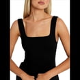 thumbnail image 2 of Camisetas Sin Mangas Ajustadas con Cuello Cuadrado para Mujer, de Doble Capa, Sin Costuras, Ajustadas, Básicas, -Verano 2025 Negro M, 2 of 8