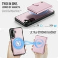 thumbnail image 4 of for Samsung Galaxy S24 Plus Wallet Case with Detachable Magnetic Card Holder, PU Leather + TPU, RFID Blocking Kickstand 2-in-1 Shockproof Drop Protective Phone Case with Magnetic Buckle, Pink, 4 of 12