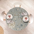 thumbnail image 4 of Ambesonne Floral Fitted Round Tablecloth, Roses Leaves Repeating Art, 36"- 40" Diameter, Dark Sand Brown and Grey, 4 of 5
