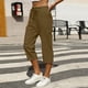 thumbnail image 1 of TaTaai Women's High Waist Linen Pants Elastic Drawstring Waistband with Decorative Ruffles Loose Straight Leg Cropped Length Casual Trousers Featuring Side Pockets Gift, 1 of 7