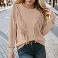 thumbnail image 4 of Sweaters for Women 2025 Casual Crewneck Fringe Tassel Knitted Sweater Jumper Tops Womens Pullover Sweaters, 4 of 6