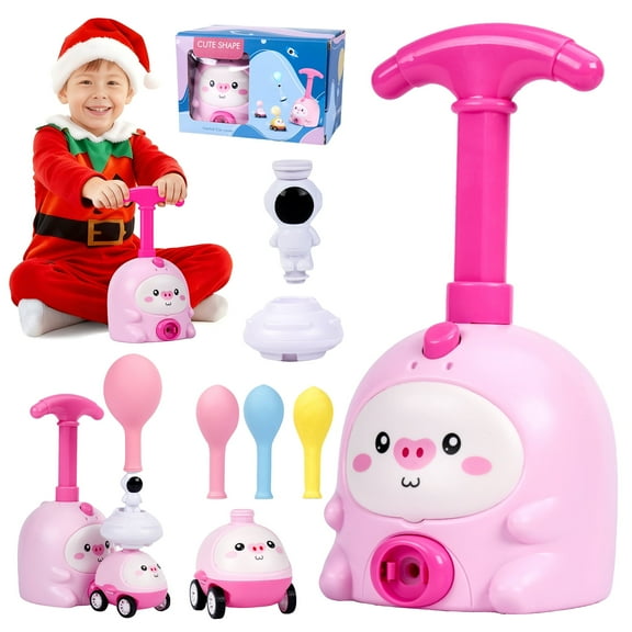 Lomyolo Play Vehicle with Balloon Powered Race Car and Rocket Launcher Toy Set for Ages 3, 4, 5, 6, 7, 8, 9,10,11,12 Year Old, 4-12 Years Old Birthday Toy Gift for Girls Boys-Pink