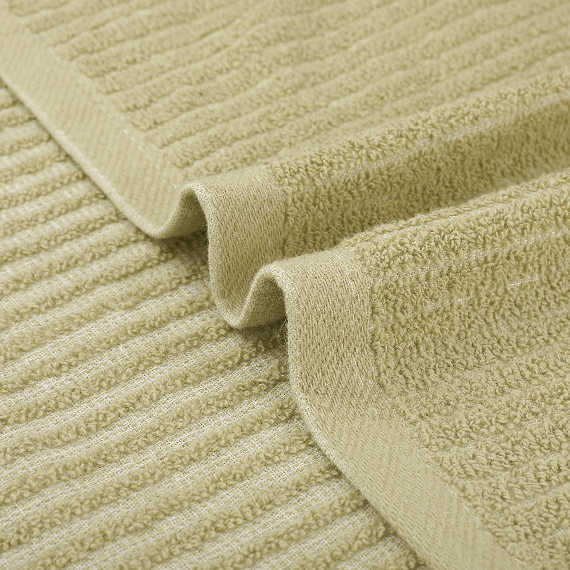 Unique Bargains Striped Pattern 2 Pack Hand Towels Absorbent and Quick Drying Towel Khaki 13" x 29"