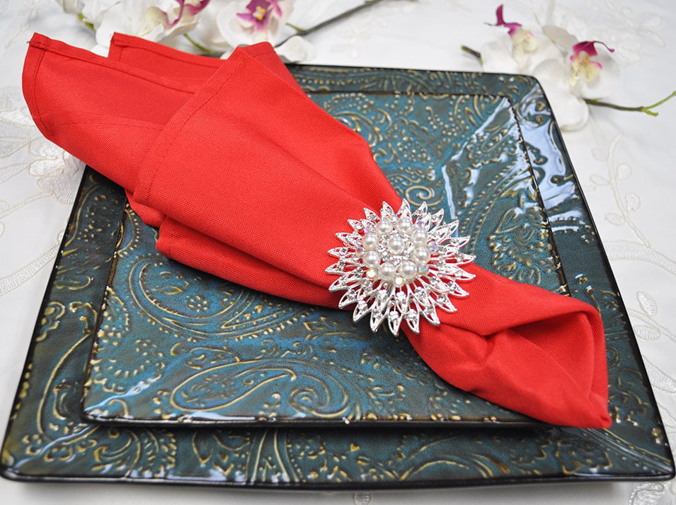 Red Wedding Linen Restaurant ry 10 pcs 20"x20" inch Polyester Cloth Napkin 