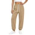 thumbnail image 4 of Mifsaly Joggers Pants for Women High Waisted Jogger Sweatpants Drawstring Elastic Waist Casual Daily Bottoms with Pockets Khaki,XL, 4 of 7