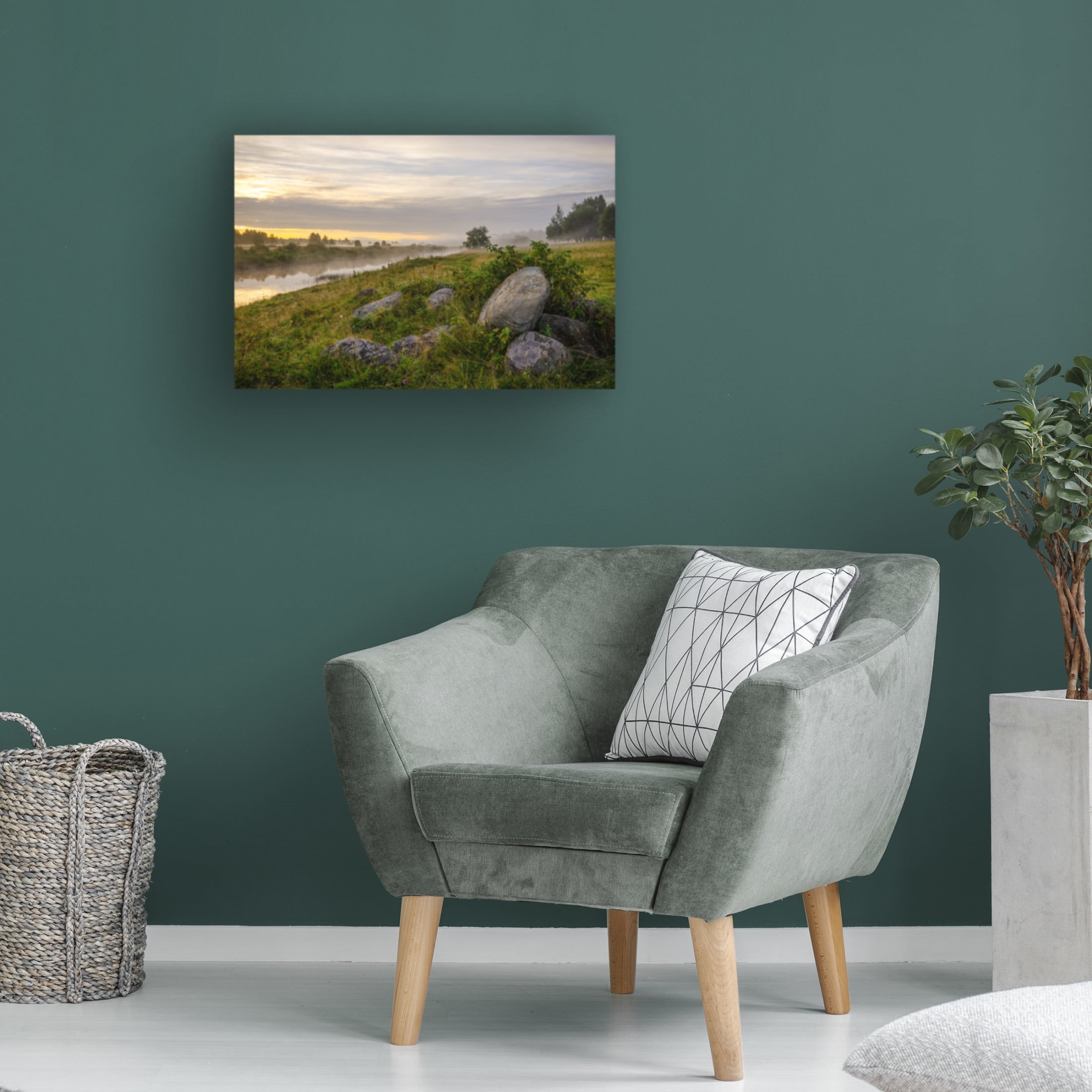 Canvas Wall Art - Yury A Melnikov 'Early Morning On The Bank Of A Small Northern River' Wall Art for Living Room, Bedroom, or Office Décor by Trademark Fine Art - 19 x 12 Inches