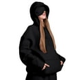 thumbnail image 2 of Women Hoodies with Eye Mask Oversized Long Sleeve Comfy Casual Basic Pullover Sweatshirts Fall Outfits Y2K Clothes Black XXXL, 2 of 7