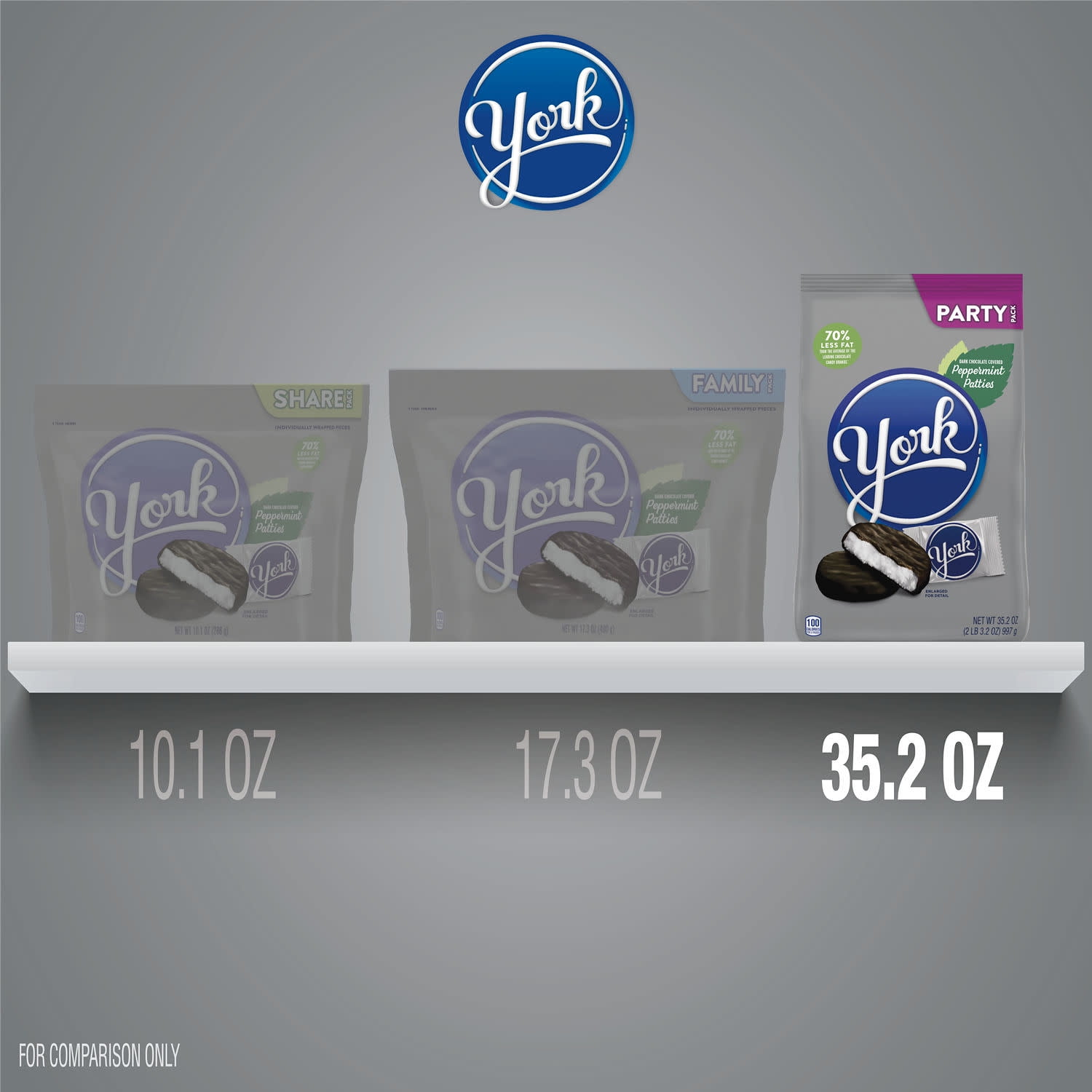 York Dark Chocolate Peppermint Patties Candy, Party Pack 35.2 oz