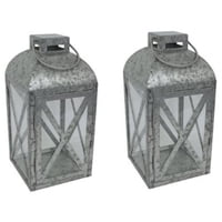 (2 pack) Mainstays Medium Galvanized Metal Candle Holder Lantern