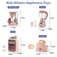 thumbnail image 3 of Wisairt Play Kitchen Set, 4Pcs Toy Kitchen Appliance w/Oven Toaster Coffee Maker Juicer, Khaki, 3 of 11