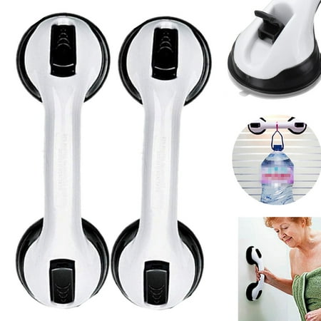 2 PCS 11.5” Powerful Strong Suction Bath & Shower Grab Bars Safety Handle Handrail Support Handicap Shower Bar for Bathtubs Showers Suction Bed Balance Assist Bar