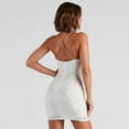 thumbnail image 3 of IDOPIP Women's Sparkly Sequins Bodycon Mini Dress Spaghetti Straps Floral Glitter Party Dress, 3 of 6
