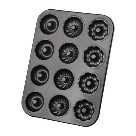

lulshou Baking Supplies DoughnuTbaking Plate Non Stick 6-9-12 Hole Doughnu Plate With Lace Carbon Steel Doughnu Mould And Mini Baking Plate Household Christmas Party Doug