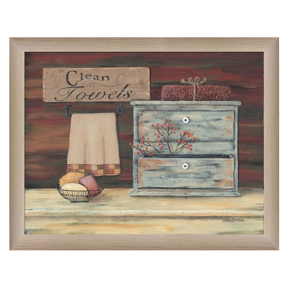 Clean Towels  by  Pam Britton Print Wall Art Wood Multi-Color
