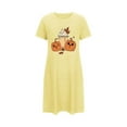 thumbnail image 5 of Xfvqtps Womens Nightgown Cute Chest Print Pumpkin Cropped Short Sleeve Crewneck Solid Color Fashion Comfortable Pajamas Yellow, 5 of 6