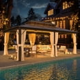 thumbnail image 4 of Hommow 12x20ft Hardtop Gazebo, Polycarbonate Double Roof Aluminum Gazebos, Outdoor Waterproof Pergola with Netting and Curtains for Backyard, Deck, Patio, 4 of 9