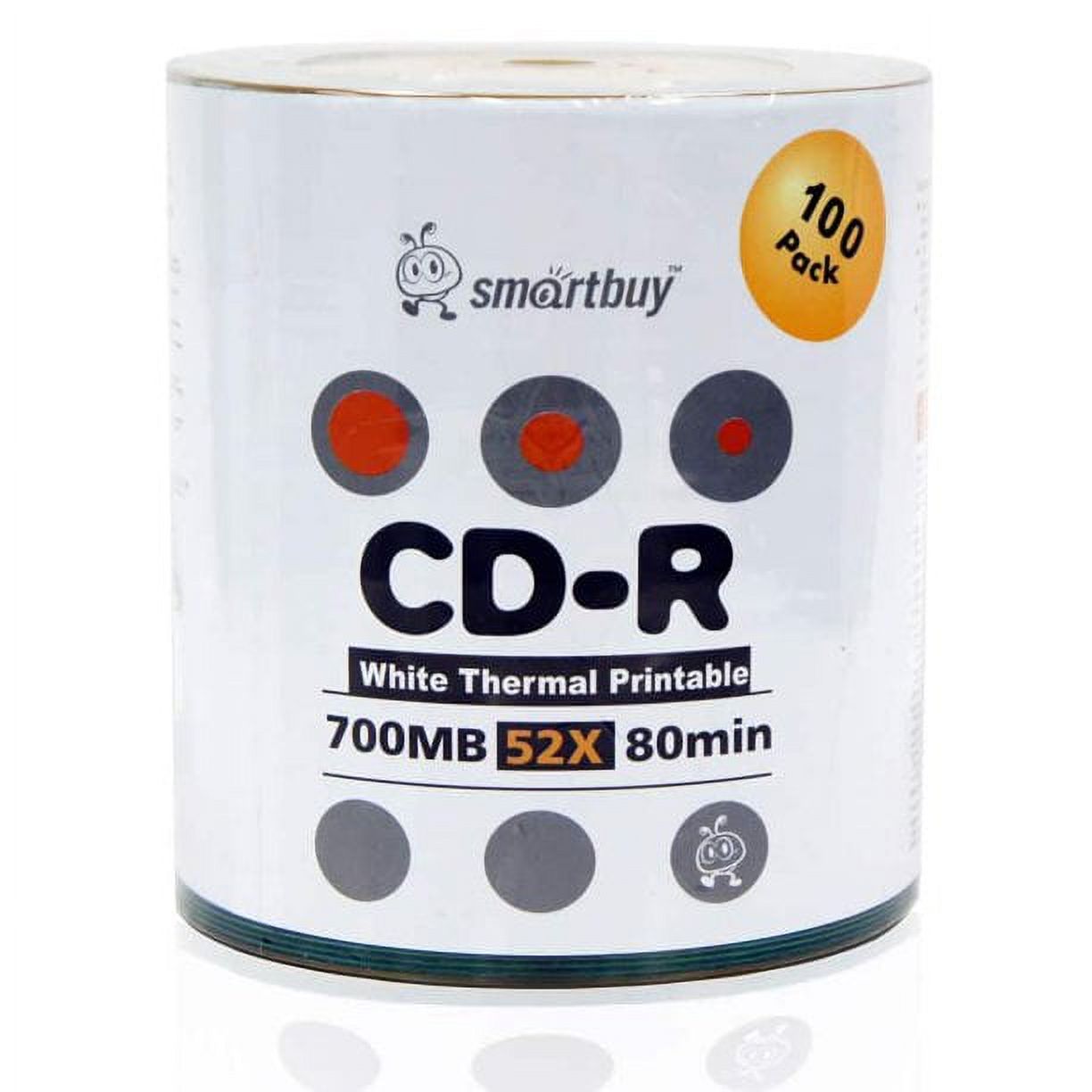 Smartbuy 6000-disc 700mb/80min 52x CD-R White Thermal Hub Printable Blank Recordable Media Disc