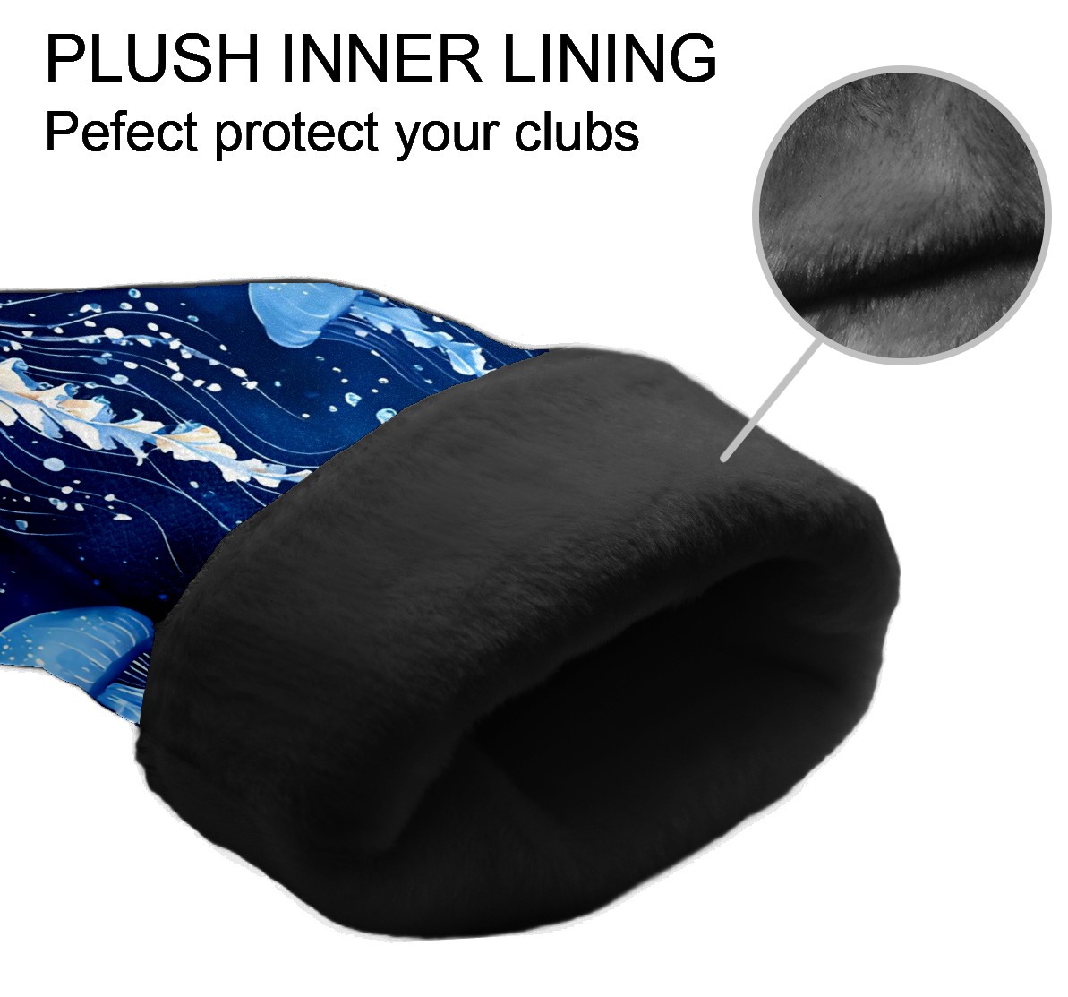 Golf Club Covers, Blue Jellyfish Sea Premium PU Leather Driver Hybrid Putter Head Covers with Velvet Lining, Waterproof Golf Gifts for Men Women