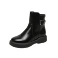 thumbnail image 2 of NexTorq Leather Ankle Boots for Women Low Heel Chunky Heeled Short Boots Round Toe Dress Booties with Side Zipper & Buckle Comfortable Non-Slip Fashion Casual Winter Fall Shoes Black US-5 (EU-35), 2 of 5