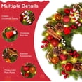 thumbnail image 3 of 18” Pre-Lit Christmas Wreath,Artificial Christmas Wreaths for Front Door Decorated with Pine Cones, Red Berries,Xmas Wreath for Outdoor Indoor Decorations, 3 of 7
